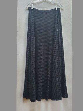Soft Surroundings Black Velvet Burnout Diamond Maxi Skirt Small Elastic Stretchy